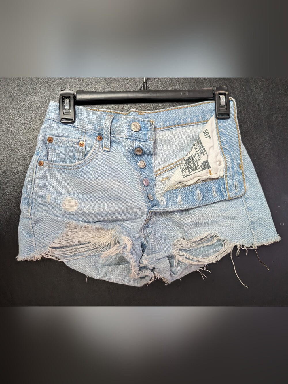 Levi's 501 Light Blue Distressed Denim Shorts Women's Size 2